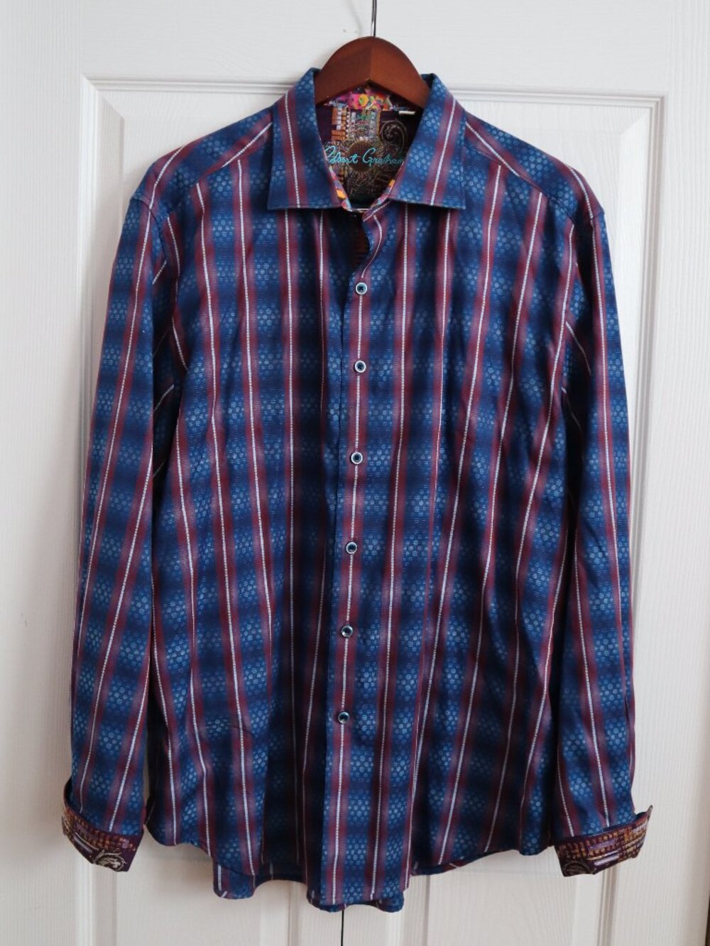 Robert Graham Colorful Abstract Print Button Down Shirt Turn Cuff Print Sz 2xl